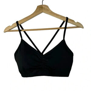 Handful Black Cross Back Padded Athletic Sports Bra Top M